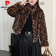 皮爾卡丹（pierre cardin）韓版時髦立領(lǐng)拉鏈豹紋外套2025冬季新款寬松保暖洋氣毛毛皮毛一體 豹紋 M 建議90-105斤