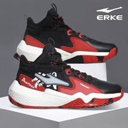 鴻星爾克籃球鞋男鞋秋冬季革面防水防滑耐磨減震學(xué)生比賽訓練實(shí)戰球鞋戰靴 正黑/大學(xué)紅4567【常規款】 41