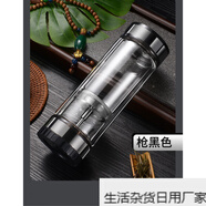 百萊斯（GO TO SUCCESS）雙層玻璃茶水分離杯便攜商務男款 槍灰色 301-400ml