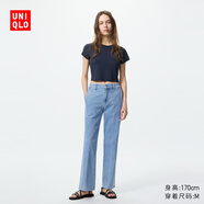 優(yōu)衣庫女裝修身喇叭牛仔褲/彈力水洗產(chǎn)品480782 479003 479003/62粉藍色 XL