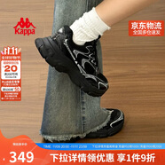 卡帕（Kappa）女鞋秋季運動鞋子女款厚底增高老爹鞋休閑跑步鞋女 黑色 38.5