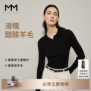 麥檬MM爆款寬松連帽質(zhì)感針織衫毛衣上衣25秋冬新款 Polo領(lǐng)-黑色-長袖5F7932692 M