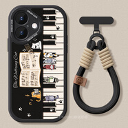 婷諾菲 TINOPHI適用蘋果17手機殼16pro女款iphone15保護套14plus硅膠13全包12min [鋼琴小貓(黑)+便攜手繩] iPhone7Plus