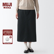 無印良品 MUJI 女式 絲光斜紋 裙子半身長裙秋冬季簡約風(fēng)純棉全棉BEK37C2A 黑色 M(160/66A)