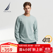 諾帝卡（NAUTICA）【火山巖】春夏新款男羅馬布親膚舒適休閑圓領(lǐng)T恤男TO4302 淺藍4RU L