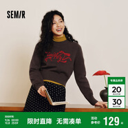 森馬（Semir）毛衣女短款蝴蝶結少女感2025春季圓領正肩套頭衫顯瘦109125107005