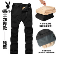 花花公子東北哈爾濱防寒零下40度棉褲旅游保暖裝備加絨沖鋒褲滑雪褲子 男-純黑 （雙層加絨-可拆卸） S 90-110斤