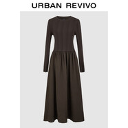 UR2025秋季新款女裝氣質(zhì)肌理感拼接修身針織連衣裙UWM950096