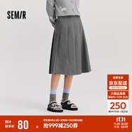 森馬（Semir）森馬半身裙女仿毛呢裙子24冬新款A字百褶裙遮胯顯瘦109724120001