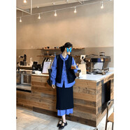 怡待可通勤風(fēng)小眾套裝裙女洋氣寬松襯衫裙巨好看的半身裙兩件套早秋新款 藍色襯衫[森系寬松遮肚子雪紡衫 2XL 均碼