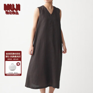 無(wú)印良品 MUJI 女式 法國(guó)亞麻水洗 無(wú)袖連衣裙 BCL07C0S 深棕色 S