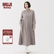 無(wú)印良品（MUJI）女式 法蘭絨 立領(lǐng)長(zhǎng)袖連衣裙女裝裙子純棉連身裙25年秋季 米色 L (165/88A)