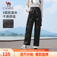 駱駝（CAMEL）休閑戶(hù)外登山褲女防潑水直筒工裝褲 J24CA6L6646 幻影黑 L