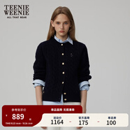 Teenie Weenie【趙露思同款】小熊女裝復(fù)古寬松綿羊毛絞花針織開衫 B-藏青色 S (160)