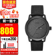 西鐵城（CITIZEN）手表男光動(dòng)能騷橙時(shí)尚紳士潮流男士皮帶夜光男表禮物推薦 潮流酷黑BM8475-00F  保稅倉(cāng)直發(fā)