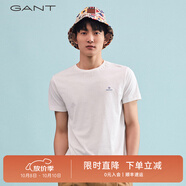 GANT/甘特秋冬男士純色簡(jiǎn)約休閑通勤百搭內襯修身圓領(lǐng)短袖重磅T恤 113米白色 S