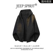 JEEP SPIRIT吉普男女款秋季拉煉針織衫灰色美式慵懶風(fēng)毛衣韓版潮 炭黑色 M