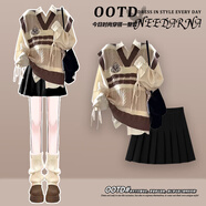 jane Deiune開春感雅丹風(fēng)穿搭裙女春裝復(fù)古英倫風(fēng)返校短裙裙子 黑毛呢百褶裙【單件】 S