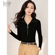 初申秋冬針織衫女半高領(lǐng)氣質(zhì)拉鏈外穿內搭毛衣打底上衣S54Z111