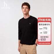 哈吉斯（HAZZYS）男裝 2025長(zhǎng)袖T恤ABTZE0CAX67 黑色BK M（170/92A46）