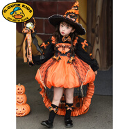 G.DUCKKIDS女童連衣裙秋冬季萬(wàn)圣節兒童服裝小女孩演出cos服洛麗塔公主裙子  贈可拆拖尾+TXG6613蝴蝶結南瓜網(wǎng)紗洛麗塔吊 100 cm