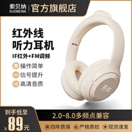 索貝納紅外線四六級聽力耳機大學英語考試專用4級調頻FM紅外IF2.0/2.3/2.6/2.8/3.0/3.2/3.6/3.7/3.8/4.0 紅外2.0~8.0+調頻【充電款米色】 標配 耳機+音頻線