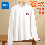 真維斯（JEANSWEST）保暖打底衫女加絨秋冬季新款長(zhǎng)袖立領(lǐng)純色秋衣內(nèi)搭修身磨絨女 白色 莓果熊_K L