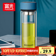 富光男女士雙層玻璃杯 高硼硅玻璃304茶隔水杯子 帶茶隔泡茶杯400ml