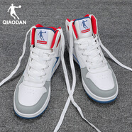 喬丹高幫板鞋男鞋運動(dòng)鞋2025秋冬季新款透氣小白鞋百搭厚底休閑鞋子男 淺灰/生活藍 44.5