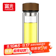 富光男女士雙層玻璃杯 高硼硅玻璃304茶隔水杯子 帶茶隔泡茶杯320ml