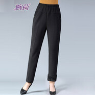 婉荷秋冬裝中老年女褲媽媽條紋加絨褲冬季加厚棉褲高腰大碼外穿保暖褲