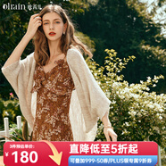 Olrain歐芮兒杏色開衫毛衣女春季女裝寬松慵懶薄款針織披肩外套衣服 杏色 S