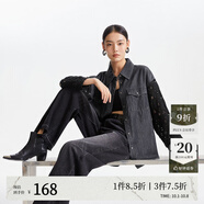 VEROMODA牛仔襯衫女秋冬新款牛仔寬松長(cháng)袖翻領(lǐng)簡(jiǎn)約休閑 J09深牛仔灰色 155/76A/XS