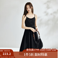 茵曼（INMAN）中式國風(fēng)盤扣女裝吊帶背心連衣裙2025夏季新品文藝高級氣質(zhì)A字裙 午夜黑 M