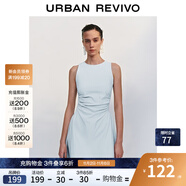 UR2025春季新款女摩登氣質(zhì)褶皺收腰顯瘦無袖連衣裙UYY750030 淡藍(lán) M