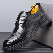 宜馳（EGCHI）2025新款男士頭層牛皮休閑商務(wù)鞋軟底防滑百搭舒適 黑色 CPZ0228 42 (260mm)