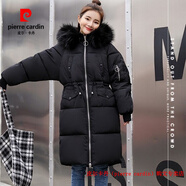皮爾卡丹（pierre cardin）品牌高檔羽絨棉衣外套女冬季新款加厚棉襖毛領(lǐng)棉服女中長(zhǎng)款面包服 黑色 M 建議90到105斤左右