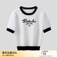 顏域（YANYEE）撞色拼接薄款針織衫女夏裝2024新款通勤百搭時(shí)尚條紋T恤上衣 白色 S/36