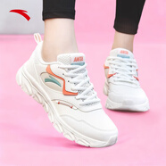 安踏女鞋運(yùn)動(dòng)鞋女冬季新款皮面防潑水休閑跑步鞋女士鞋子女媽媽鞋 【皮面】象牙白/妃紅/豆綠-9 35.5