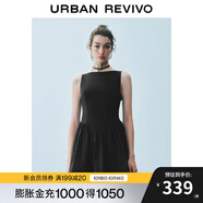 UR2025秋季新款女裝法式波點(diǎn)蝴蝶結(jié)裝飾無(wú)袖連衣裙UWG750189 黑色 XL