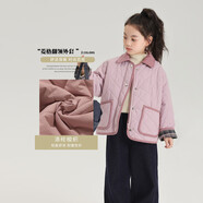 布丁哈魯女童復古文藝棉服秋冬新款中大童燈芯絨格子拼接棉衣兒童梭織外套