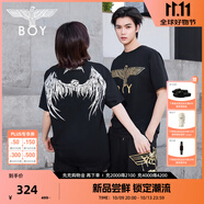BOY LONDON【金翼鎖鏈】夏季短袖情侶款翅膀燙金潮牌圓領(lǐng)T恤N01918 黑印銀N01918 經(jīng)典升級 XS