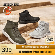 斯凱奇（Skechers）男鞋高幫鞋防寒保暖鞋舒適厚底加絨棉鞋運動靴 橄欖綠/OLV 42.5