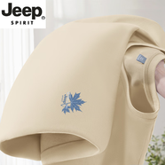 JEEP SPIRIT高端男女同款情侶t恤薄款純色透氣上衣2025春秋新款內(nèi)搭男新品 【純棉】淺卡其 JP藍(lán)色楓葉_K 4XL 【體重190-220斤】