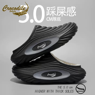 鱷魚(yú)恤冬季加絨拖鞋包頭男款保暖居家棉鞋外穿防滑輕便厚底毛毛鞋 黑灰色 28