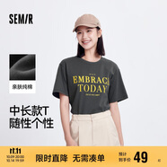 森馬短袖t恤女中長(zhǎng)款純棉休閑風(fēng)夏季寬松字母套頭衫101324100004