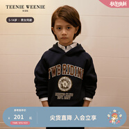 Teenie Weenie Kids小熊童裝24秋季款男女童連帽套頭印花衛衣 藏青色 130 cm