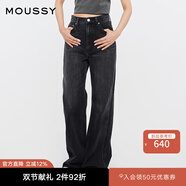 moussy 女裝新品休閑風水洗抓紋毛邊直筒牛仔褲010HS611-0680 020黑色 XS