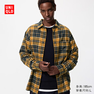 優(yōu)衣庫男女裝法蘭絨格子襯衫長(cháng)袖襯衣薄外套481225 480769 480770 480770/45檸檬黃色 2XL