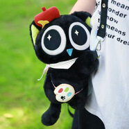 小黑2025新爆款可愛(ài)卡通小黑戰記雙肩毛絨公仔斜挎洋氣百搭周邊 羅小黑包包 默認